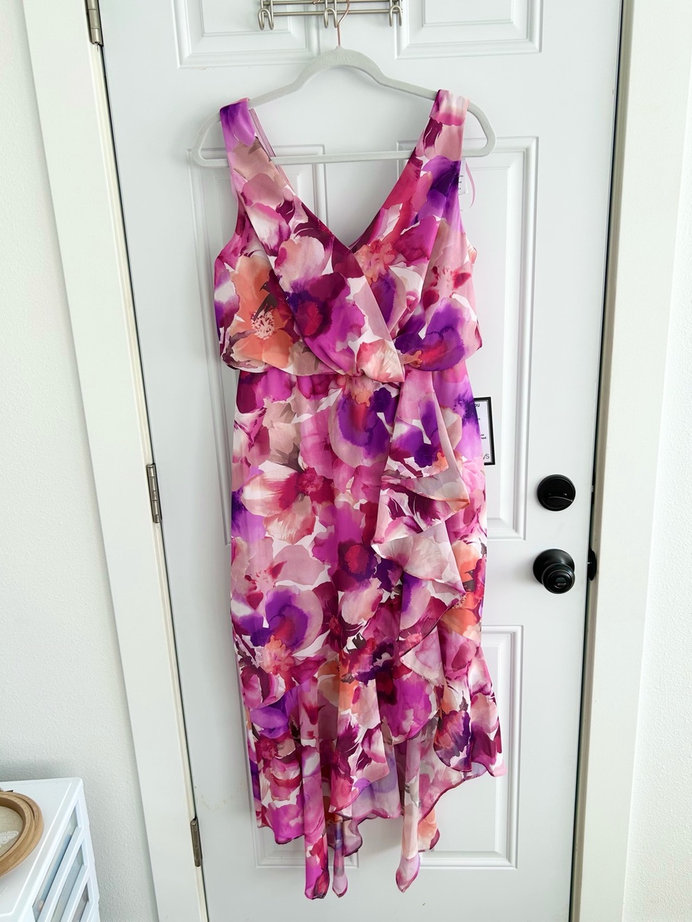 NWT X By Xscape Multicolor Chiffon Blouson Cascading Ruffles Formal Dress 6P, 4P